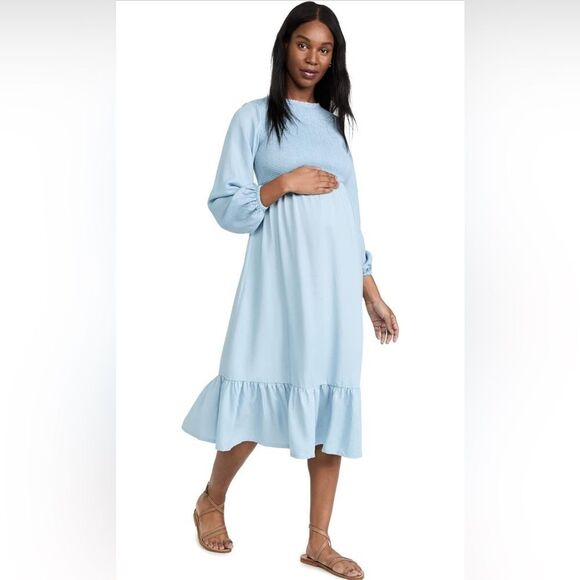 Ingrid & Isabel Women's Smocked Chambray Midi Dress Sz M - Picture 1 of 9